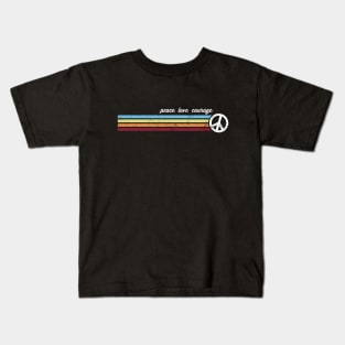 Retro Stripes Peace Love Courage Kids T-Shirt